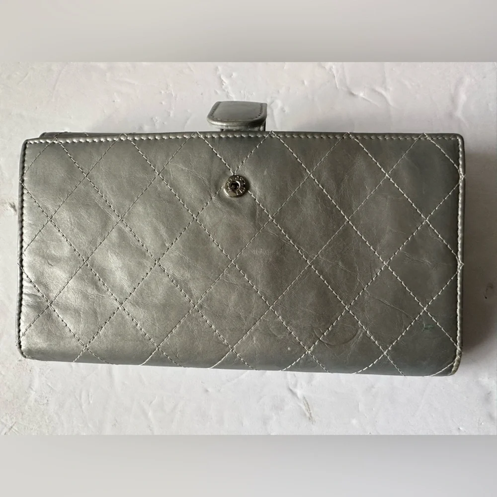 Chanel Silver‎ Quilted Wallet